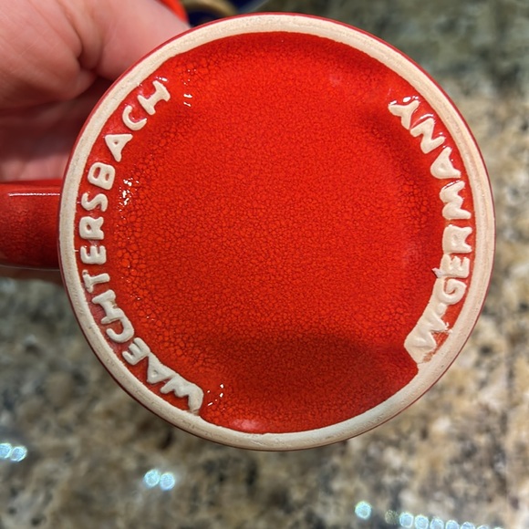 Vintage Waechtersbach West Germany Mug Christmas Tree Red Green Holiday Set of 2 - Picture 4 of 4